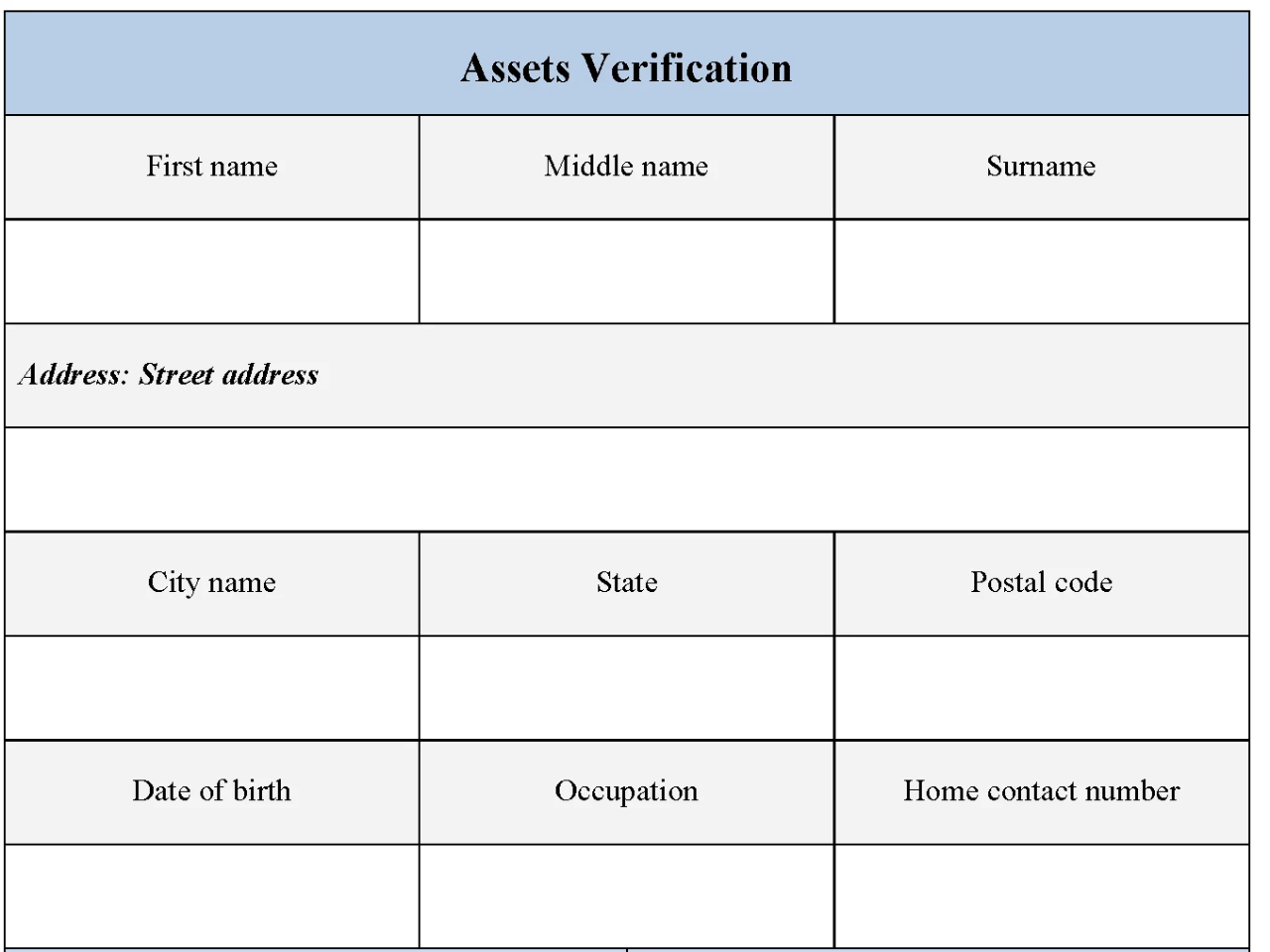 Assets Verification Form/ Article / VibrantFinserv